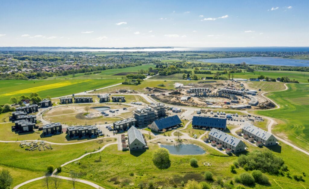 Drone view of Nye residential area in Aarhus.
