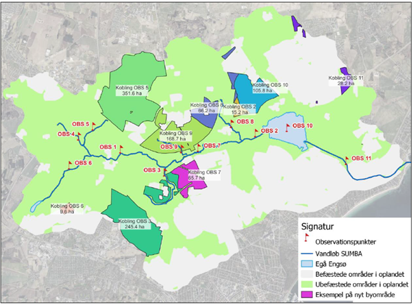 Map of a catchment around a stream.